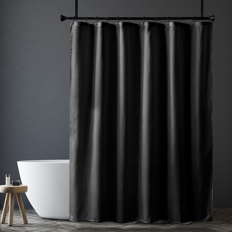 Amazer Black Shower Curtain Liner, Black Fabric Shower Liner, 2-in-1 Bathroom Shower Curtain and Liner, 12 Grommet Holes, Water Proof, Machine Washable, Hotel Quality, 72 x 72 Inches - Image 1